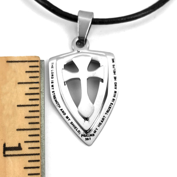 Cross Strength Shield Necklace - Forgiven Jewelry