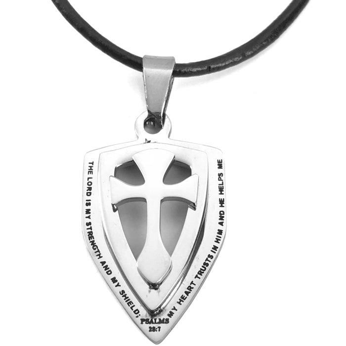 Cross Strength Shield Necklace - Forgiven Jewelry