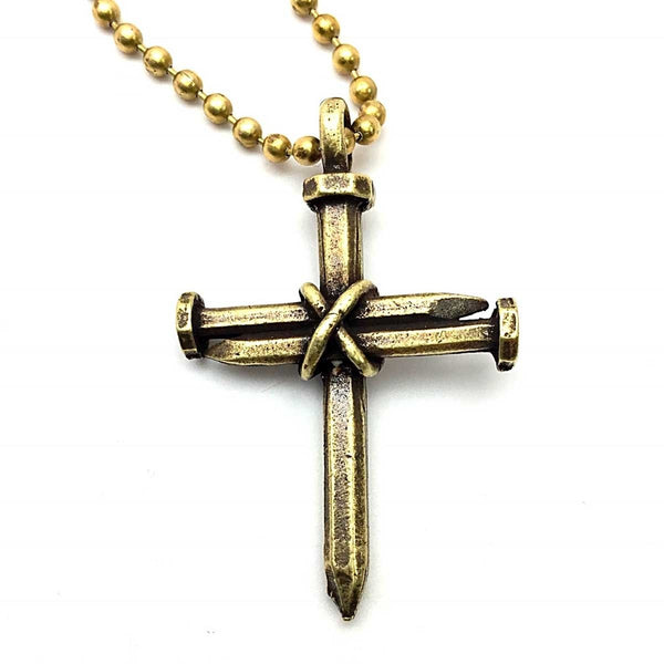 Nail Cross Brass Chain - Forgiven Jewelry