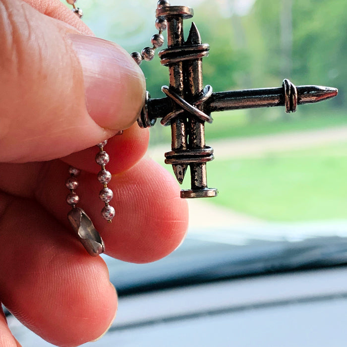 Car Charm Nail Cross Silver Bundle - Forgiven Jewelry