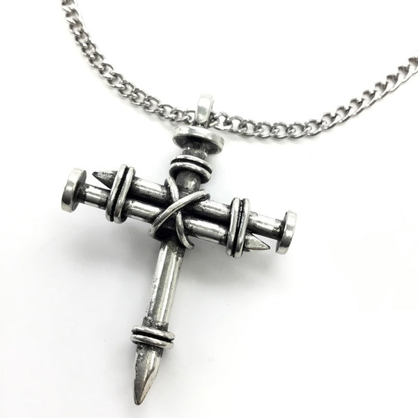 Pewter Nail Cross Necklace on Chain – Forgiven Jewelry