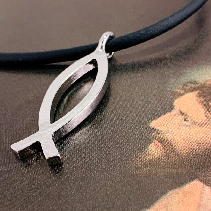 Ichthus Fish Rhodium Metal Necklace - Forgiven Jewelry