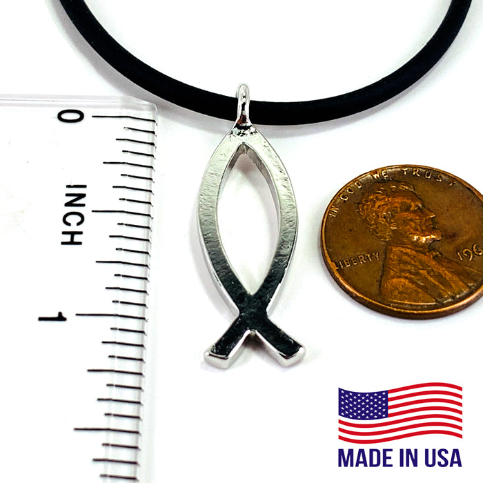 Ichthus Fish Rhodium Metal Necklace - Forgiven Jewelry