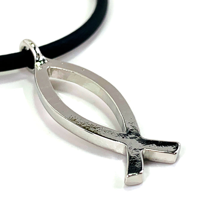 Ichthus Fish Rhodium Metal Necklace - Forgiven Jewelry