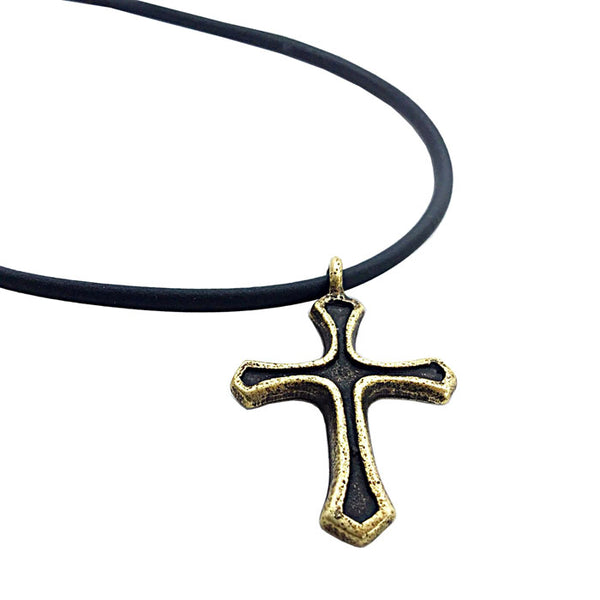 Cross Channel Necklace Brass - Forgiven Jewelry