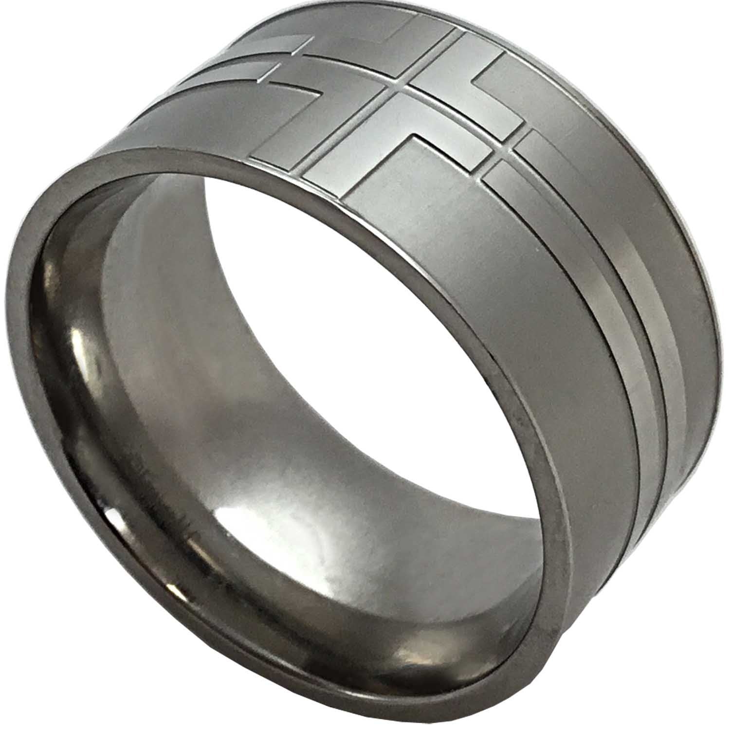 Mens Wide Cross Band Ring - Forgiven Jewelry