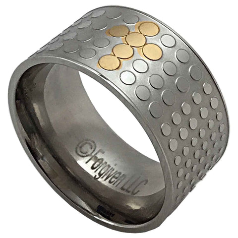 Cross Dot Mens Wide Band Ring - Forgiven Jewelry