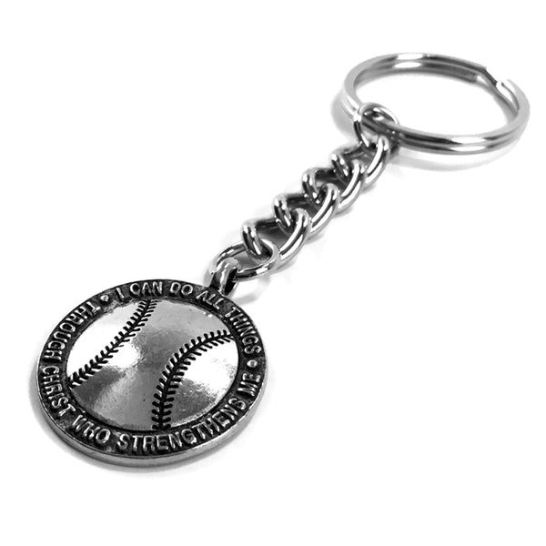 Baseball Key Chain Antique Silver - Forgiven Jewelry