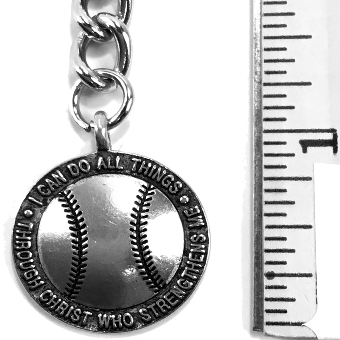 Baseball Key Chain Antique Silver - Forgiven Jewelry