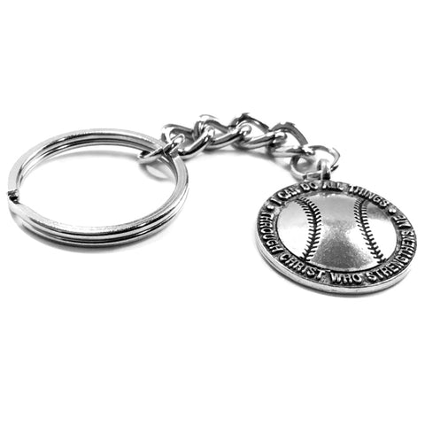 Baseball Key Chain Antique Silver - Forgiven Jewelry