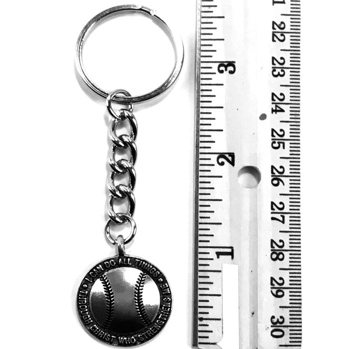 Baseball Key Chain Antique Silver - Forgiven Jewelry