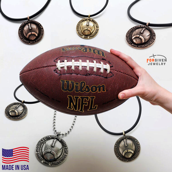 Football Necklace Antique Rose Gold Finish - Forgiven Jewelry