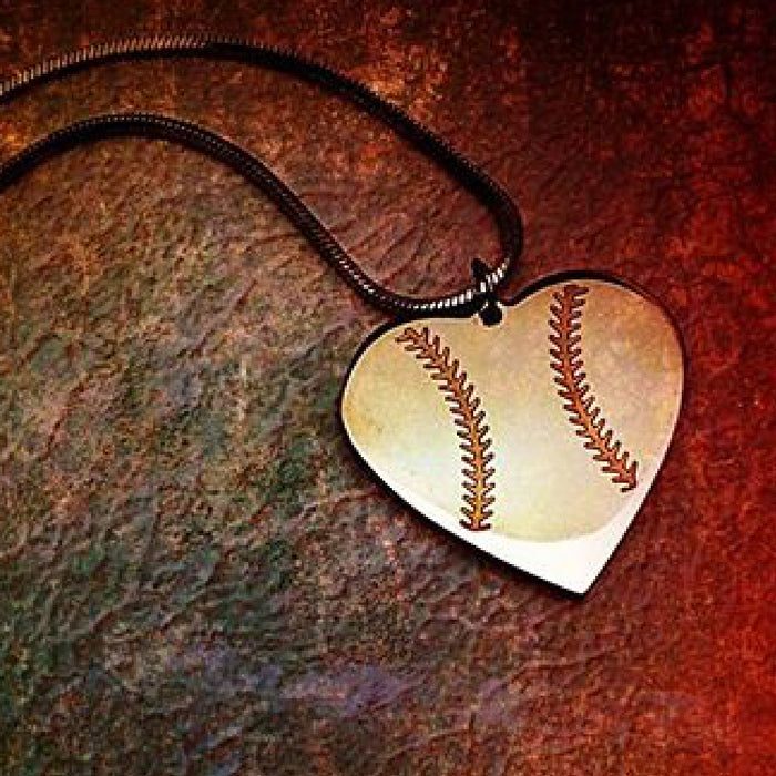 Baseball Heart Necklace on Rope Chain - Forgiven Jewelry