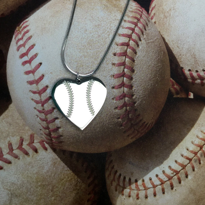 Baseball Heart Necklace on Rope Chain - Forgiven Jewelry