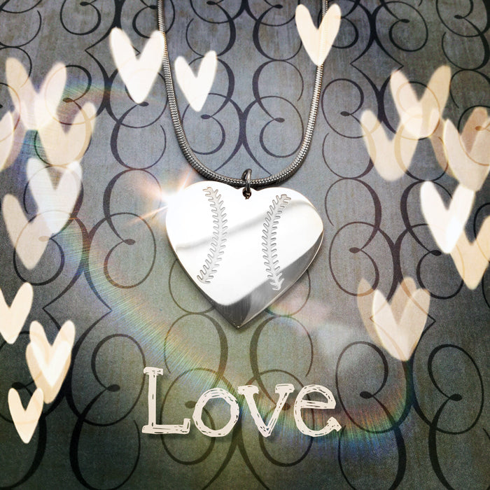 Baseball Heart Necklace on Rope Chain - Forgiven Jewelry