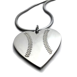 Baseball Heart Necklace on Rope Chain - Forgiven Jewelry