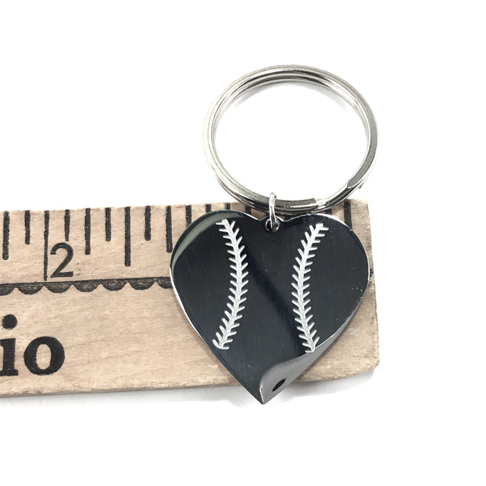 Baseball Heart Necklace on Key Ring - Forgiven Jewelry