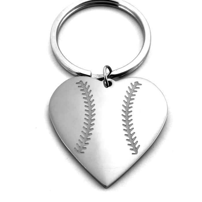 Baseball Heart Necklace on Key Ring - Forgiven Jewelry