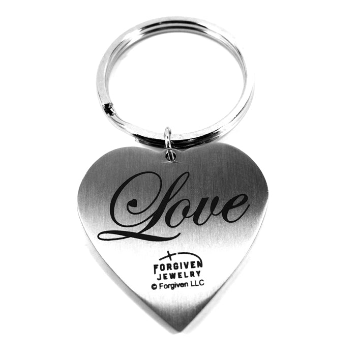 Baseball Heart Necklace on Key Ring - Forgiven Jewelry