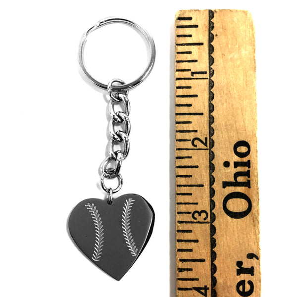 Baseball Heart Necklace on Key Chain - Forgiven Jewelry