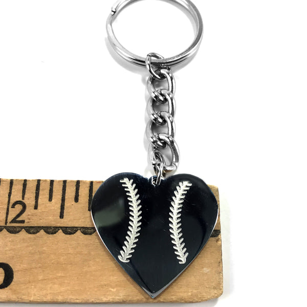 Baseball Heart Necklace on Key Chain - Forgiven Jewelry