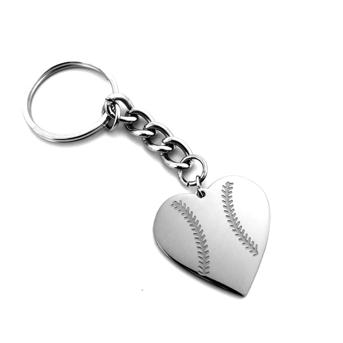 Baseball Heart Necklace on Key Chain - Forgiven Jewelry