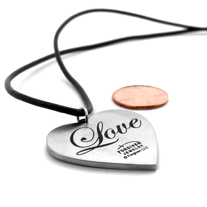 Baseball Heart Necklace on Leather - Forgiven Jewelry