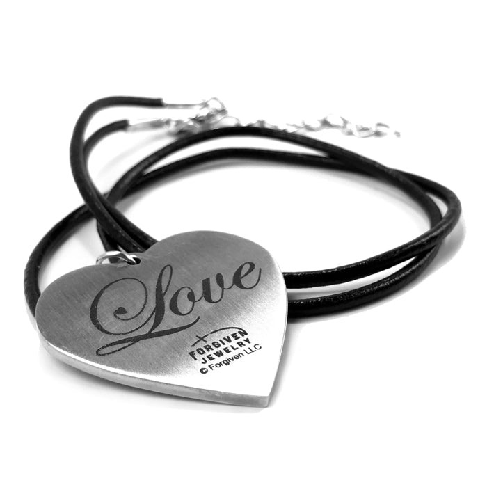 Baseball Heart Necklace on Leather - Forgiven Jewelry