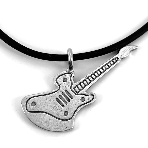 Electric Guitar Antique Pewter Necklace - Forgiven Jewelry