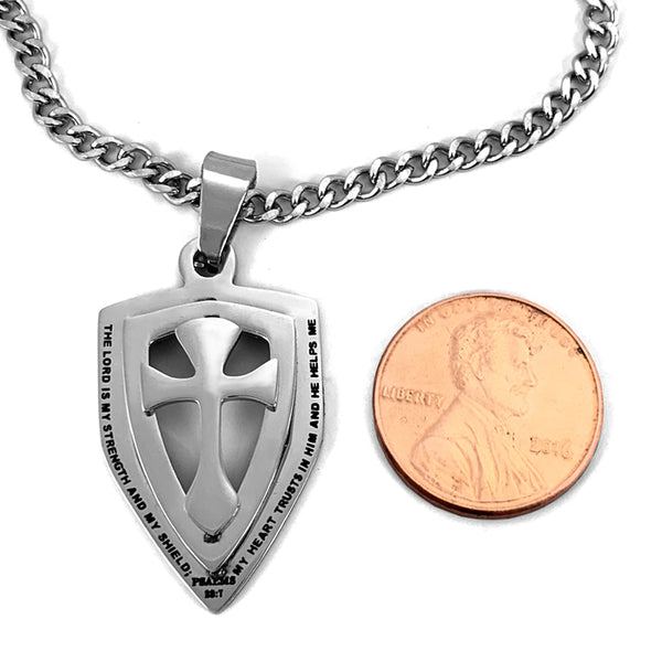 Cross Strength Shield On Chain - Forgiven Jewelry