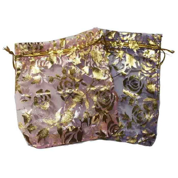 Pink or Lavender Organza Gold Floral Print Gift Pouch Only $1.99 - Forgiven Jewelry